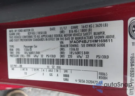 2017 Ford Fiesta Se z USA, uszkodzony, nr VIN 3FADP4BJ1HM169811